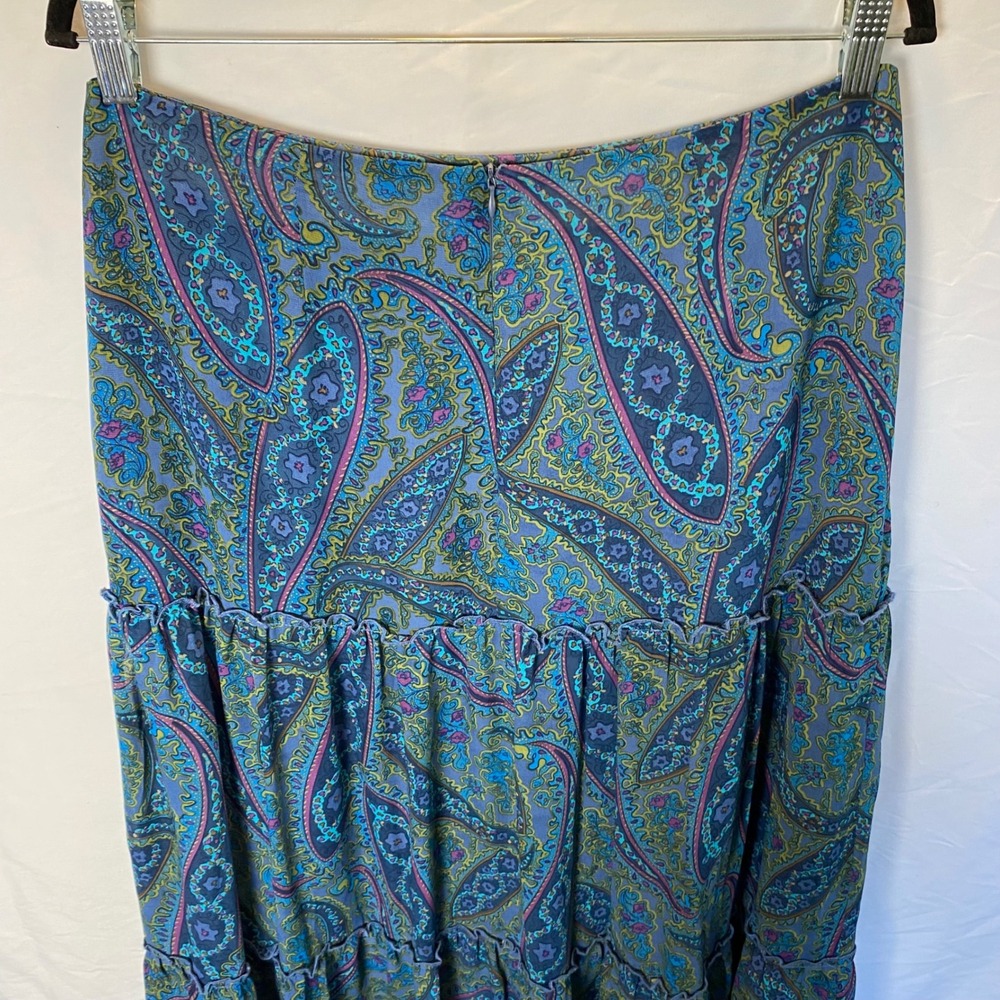 Chadwicks Paisley Tiered Maxi Skirt Size 12 Tall Blue Chiffon Boho Fairy‎ Gypsy - Picture 5 of 8